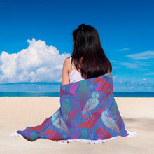 Abstract Parrot Blue Beach Blanket