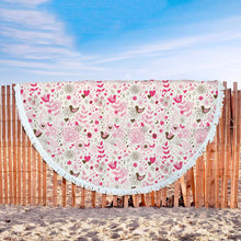 Bird Flowers Floral Beach Blanket