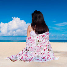 Bird Flowers Floral Beach Blanket