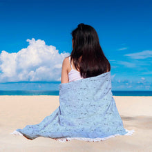 Bird Sketch Blue Beach Blanket