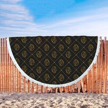 Black And Gold Lion Animal Beach Blanket