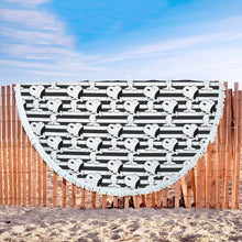 Black And White Stripes Snoopy Beach Blanket