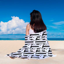 Black And White Stripes Snoopy Beach Blanket