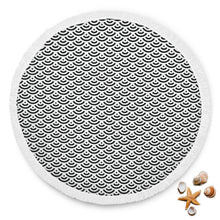 Black Concentric Fish Scale Beach Blanket