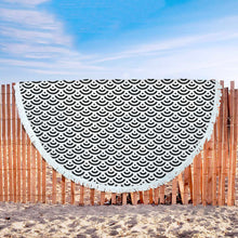 Black Concentric Fish Scale Beach Blanket