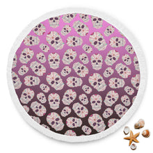 Black Pink Sugar Skull Ombre Beach Blanket