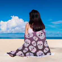 Black Pink Sugar Skull Ombre Beach Blanket