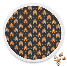 Black Polka Basset Hounds Beach Blanket