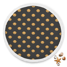 Black Printed Golden Retriever Beach Blanket