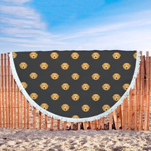 Black Printed Golden Retriever Beach Blanket