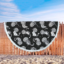 Black Space Cat Beach Blanket