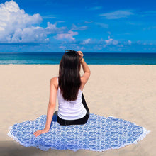 Blue Assorted Floral Beach Blanket