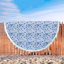 Blue Assorted Floral Beach Blanket
