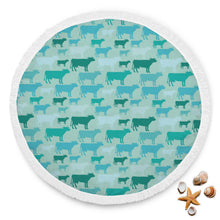 Blue Cow Abstract Beach Blanket