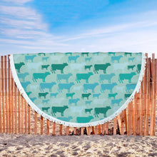 Blue Cow Abstract Beach Blanket