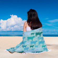 Blue Cow Abstract Beach Blanket