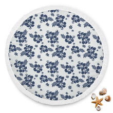 Blue Flowers Silhouette Floral Beach Blanket