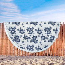 Blue Flowers Silhouette Floral Beach Blanket