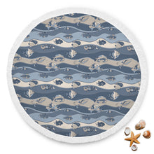 Blue Fish Wave Abstract Beach Blanket