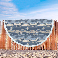 Blue Fish Wave Abstract Beach Blanket