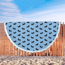 Blue Miniature Schnauzers Beach Blanket