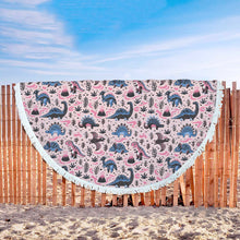 Blue Pink Dinosaurs Animal Beach Blanket