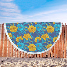 Blue Snakes Floral Beach Blanket