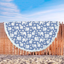 Blue Stars Polar Bear Animal Beach Blanket