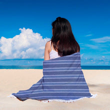 Blue Striped Denim Beach Blanket