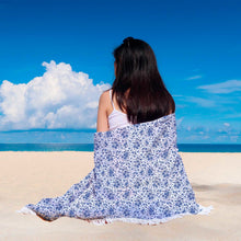Blue Tiny Flowers Floral Beach Blanket
