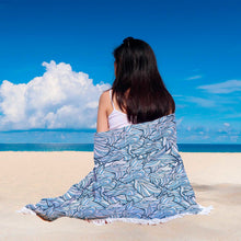Blue Wolves Abstract Beach Blanket