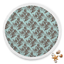 Brown Flowers Silhouette Floral Beach Blanket