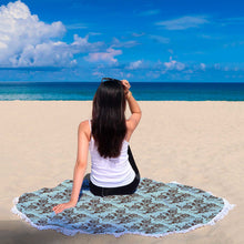 Brown Flowers Silhouette Floral Beach Blanket
