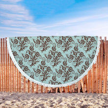 Brown Flowers Silhouette Floral Beach Blanket