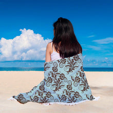 Brown Flowers Silhouette Floral Beach Blanket