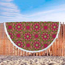 Burgundy Mandala Floral Beach Blanket