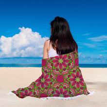 Burgundy Mandala Floral Beach Blanket